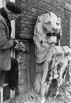 601495 Afbeelding van één van de leeuwen van de Van Sypesteynkazerne (Leidseweg 22) te Utrecht, met een wapenschild, ...